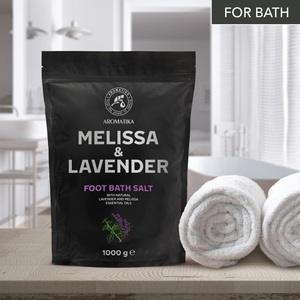 Aromatika Melissa y Lavanda, Sal Marina Natural en Cristales para Baños de Pies, 1000g, Relajante Baño de Pies, Bolsa Doypack con Cierre Hermético - Product Image 2