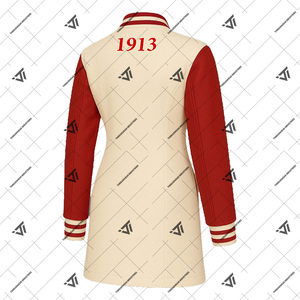Delta grec | Sigma | Theta DST Sorority Clothing prêt à expédier Long Letterman Jacket Varsity Dress avec manches en simili cuir - Product Image 2