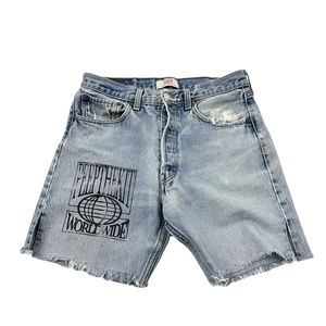 Pantalones cortos vaqueros de cintura media vintage OEM para hombre, ropa de calle de verano, moda informal diaria cómoda, diseñados por el fabricante de Pakistán - Product Image 1