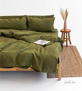 Lot de 3 pièces de luxe en lin européen 200TC, ensemble de couette et taies d'oreiller antistatiques, tailles Queen et King, couleur unie, pour hôtels, maison et mariages - Product Image 6