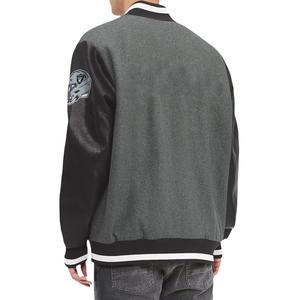 Veste universitaire en laine à col côtelé gris foncé grande taille pour hommes Letterman College Baseball Bomber Veste universitaire pour hommes - Product Image 2