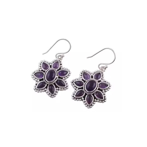 Bohemio Natural elegante amatista piedra preciosa ovalada y pera corte gema piedra Boho pendientes colgantes para niñas mujeres joyería - Product Image 6