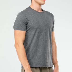 T-shirt pour homme gris à manches courtes, coupe classique, couleur unie, vêtement décontracté, col rond, tricoté, 100% coton, respirant - Product Image 3