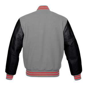 Chaqueta universitaria de béisbol de lana personalizada al por mayor para hombre, talla grande, estilo urbano, con patrón de letras, de cuero genuino, para invierno - Product Image 4