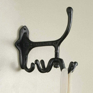 Crochets muraux en métal de conception classique enduit de poudre noire pour les décorations de salon à la maison crochets de clés de chapeau de manteau faits à la main, crochet de luxe - Product Image 5