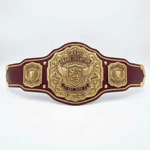 Cinturón de Campeonato Grand Title Unisex de Cuero, Equipo de Entrenamiento de Artes Marciales, Duradero, Negro con Incrustaciones de Gemas Ámbar - Product Image 4