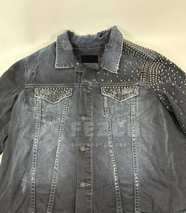 Veste en jean pour homme à logo frontal personnalisé, imperméable, 100% coton, fabrication en usine, nouvelle arrivée, manches longues - Product Image 3