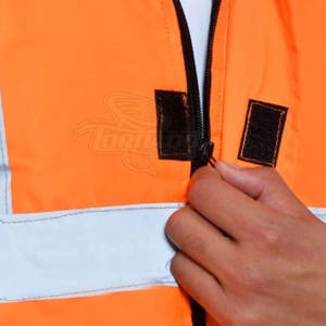 Best Price Casual Winter Men's High Visibility Reflective Breathable Work Wear Jacket Stand Collar Front <b>Covered</b> <b>Button</b> Closure - Product Image 5