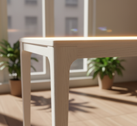 Table basse console rectangulaire moderne, couleur blanche, meubles de salon durables en bois
