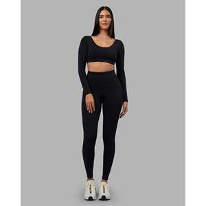Sujetador deportivo de yoga de manga larga con estampado Aria, top deportivo ligero de algodón acolchado sin costuras, talla grande - Product Image 5