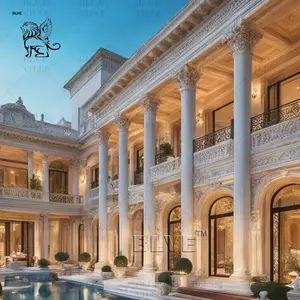 BLVE Indoor French Villa Decorative Luxury Building Design Pillars Stone White Marble Greek Columns