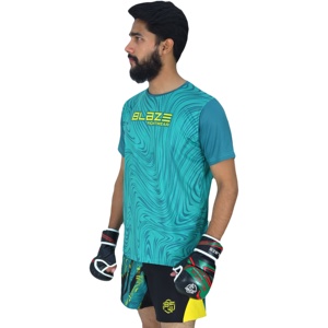 Blaze Fight Wear Wholesale OEM Printed Compression Shirt & <b>Shorts</b> MMA LOGO Custom Rash Guards Custom Printed 2 Piece Set - Product Image 4
