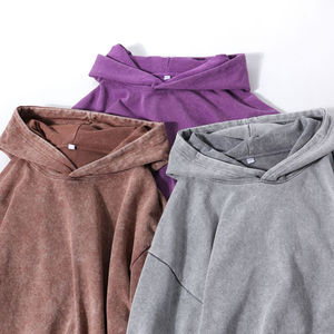 Pull à capuche surdimensionné 100% coton imprimé graphique délavé à l'acide vintage personnalisé vente en gros éponge lourde pour l'hiver - Product Image 1