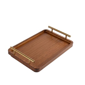 Plateau de service en bois fait main avec poignées pour la décoration intérieure plateau de service en bois Design unique plateau de service en bois léger - Product Image 1