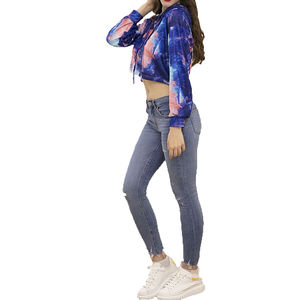 Sweat à capuche court d'hiver pour femmes en gros sweat-shirt à capuche imprimé personnalisé vêtements de sport décontractés - Product Image 6