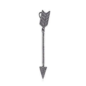 Oxidado 925 Plata Pave diamante flecha encanto colgante hecho a mano joyería fina venta al por mayor regalo de cumpleaños colgante - Product Image 3