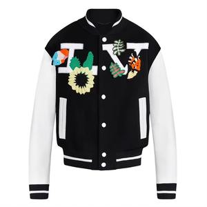 Chaqueta Bomber de cuero completa personalizable OEM para hombre, tela de lana Reversible Varsity Letterman, soporte bordado con capucha, calle principal - Product Image 4