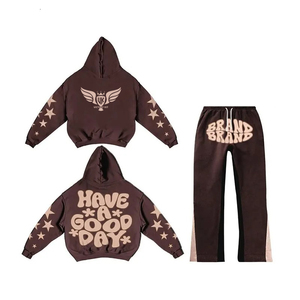 Conjunto de Sudadera con Capucha y Pantalones Deportivos Holgados con Estampado Personalizado de Marca, Chándal de Alta Calidad para Hombre - Product Image 2