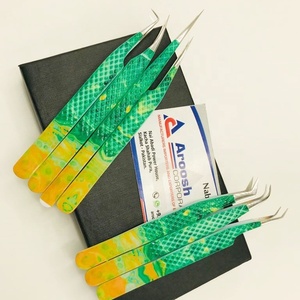 Pince à épiler en papier vert imprimé marbre de haute qualité en acier inoxydable durable vente en gros - Product Image 1