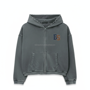 Sudadera gruesa con cremallera de invierno 460 GSM tela de lana de algodón Premium suave y cálido tono gris oscuro logotipo personalizado sudaderas básicas delanteras - Product Image 1