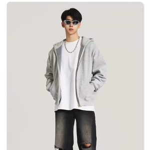 High Quality Custom Logo Graphic 100% Cotton Blank Solid Color Oversized Streetwear Unisex Zip Hoodies - Product Image 5