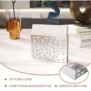 Decorative Steel Silver Napkin <b>Holder</b> Stylish Modern <b>Tissue</b> Organizer Stand For Dining Table <b>Kitchen</b> And Party Decor - Product Image 5