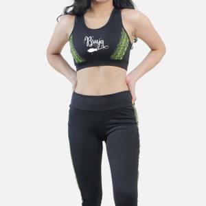 Venta al por mayor de ropa de gimnasio activa personalizada para mujeres de talla grande de algodón Fitness Yoga conjunto nuevo Sujetador deportivo Leggings Copa ropa interior estampado frontal - Product Image 6