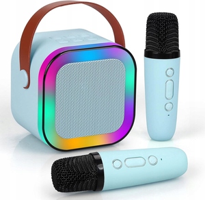 Ensemble karaoké Extralink Kids Mini avec enceinte LED, 2 micros, Bluetooth, AUX, lecteur de carte SD, RGB, bleu - Product Image 1