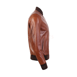 2025 <b>Top</b> Selling Men's Plain-Dyed Brown Genuine <b>Leather</b> Jacket <b>High</b> Quality Low MOQ Plus-Size Winter Heated Stand Collar OEM - Product Image 4