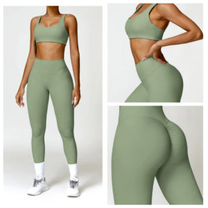 Womens Intimates Gym Fitness Yoga Set High Waisted Peach Butt Lifting Leggings Workout Long <b>Tight</b> Pants Sports Bra - Product Image 4