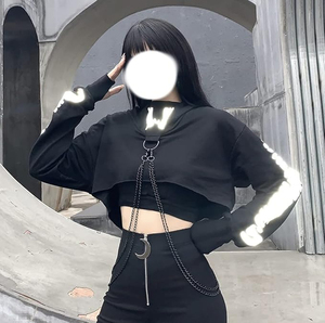 Nouveau sweat-shirt court pour femme, style gothique Y2K grunge, imprimé personnalisé, respirant, esthétique punk alternative, hiver, cristal, OEM - Product Image 3