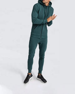 Venta al por mayor de chándal ligero de los hombres de ajuste cónico personalizado transpirable chándal suave mezcla de algodón con capucha sólido ecológico - Product Image 5