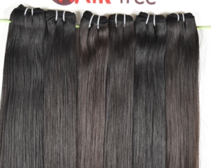 Extensions de cheveux humains 100% indiennes, lisses, aspect naturel, brutes, non traitées, Remy, tissage profond, couleur noire, par Export - Product Image 2