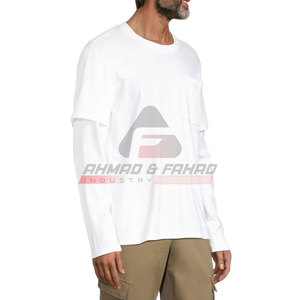 Camisetas de doble capa para hombre de alta calidad hechas a medida ropa de verano color personalizado 100% algodón camiseta de doble capa para hombre - Product Image 3