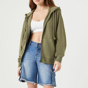 Sudadera con capucha informal personalizada para mujer, sudaderas con capucha y sudaderas con cremallera recortadas de gran tamaño para mujer - Product Image 2