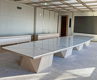 Table de conférence de luxe moderne de grande taille, design antique, design en marbre blanc