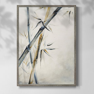 Impression encadrée en bois massif de bambou Impression décorative d'art mural noir - Product Image 6