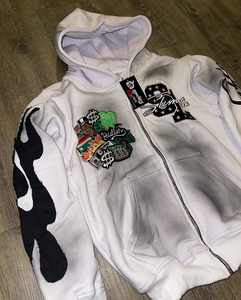 Sudadera con capucha y sudadera Unisex lavada con ácido 450gsm 320gsm Sudadera con capucha Puff Impreso Bordado desgastado Sudadera para hombre Logotipo personalizado - Product Image 2