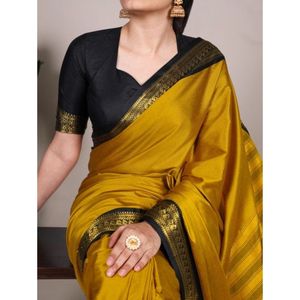 Sari de Algodón y Seda para Mujer, Elegante Vestido de Trabajo con Blusa, Ropa Femenina para Fiestas, Festivales y Uso Diario, Sari de Algodón Suave - Product Image 6