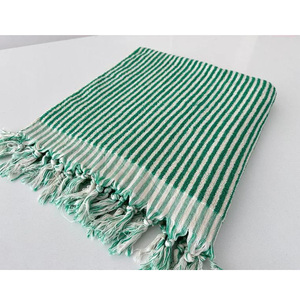 Stripe Printed Organic 100% Turkish Handloomed Cotton Square Peshtemal Hammam Toalla de baño 90x180cm 900gr Multiusos - Product Image 3
