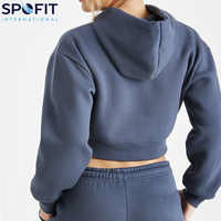 Conjunto Deportivo Casual de Dos Piezas para Mujer, Talla Grande, con Pedrería Bordada, Otoño Invierno, Top Corto con Capucha