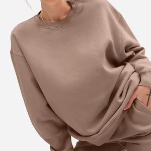 Custom Women's Winter Knitted Oversized Sweatshirt with Crewneck Spandex/Cotton Blend Batwing Sleeves Front Logo Custom Brand - Product Image 3