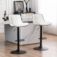 Tabouret de bar moderne en cuir PU avec dossier réglable en hauteur chaise de réception à cadre métallique pour le salon, le comptoir de bar, le restaurant