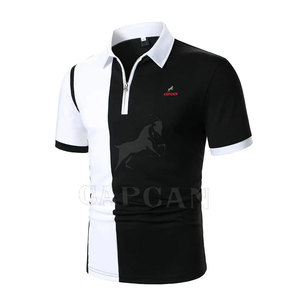 Polos con cremallera para hombre, camisetas de polo de punto acanalado de manga corta, camisetas de golf informales de nueva moda con tamaño personalizado - Product Image 3