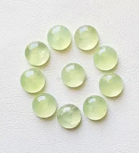 Prehnite Cabochon Rounds, Green Prehnite Ring Size Stone, Prehnite Rounds For Craft Making Wholesale
