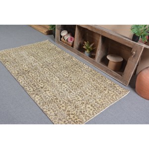 พรมขนแกะตุรกีวินเทจสี่เหลี่ยมดีไซน์ปะต่อสีเบจสีน้ำตาลขนาด37 x 67ft พื้นที่ขนาดใหญ่สำหรับห้องนั่งเล่นสไตล์คลาสสิกด้านหลังทำจากยาง - Product Image 4