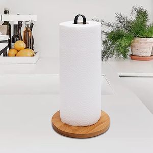 Porte-serviettes en papier en bois, comptoir porte-serviettes en papier noir, porte-serviettes de cuisine autoportant avec base en bois antidérapante - Product Image 2