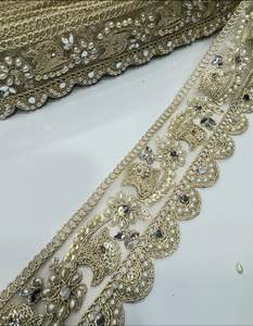 custom made with geometric border designed machine embroidered <b>ribbons</b> and laces and in colours for <b>wedding</b> dresses - Product Image 3