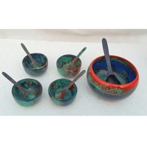 Quatre bols à manger en résine ombré avec cuillères un bol de service avec cuillère bol de service à salade ensembles de vaisselle de décoration de mariage - Product Image 2