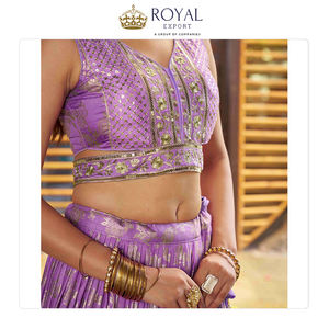 Suministro directo de fábrica nuevo diseño Dola seda Jecquard bordado trabajo con Organza Dupatta mujer Lehenga Choli para ropa de boda - Product Image 6